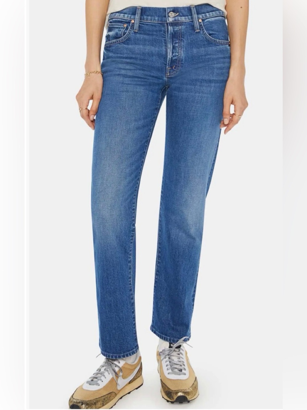 Mother The Slider Hover Straight Leg Jeans Punch Buggy Blue Denim Size 23